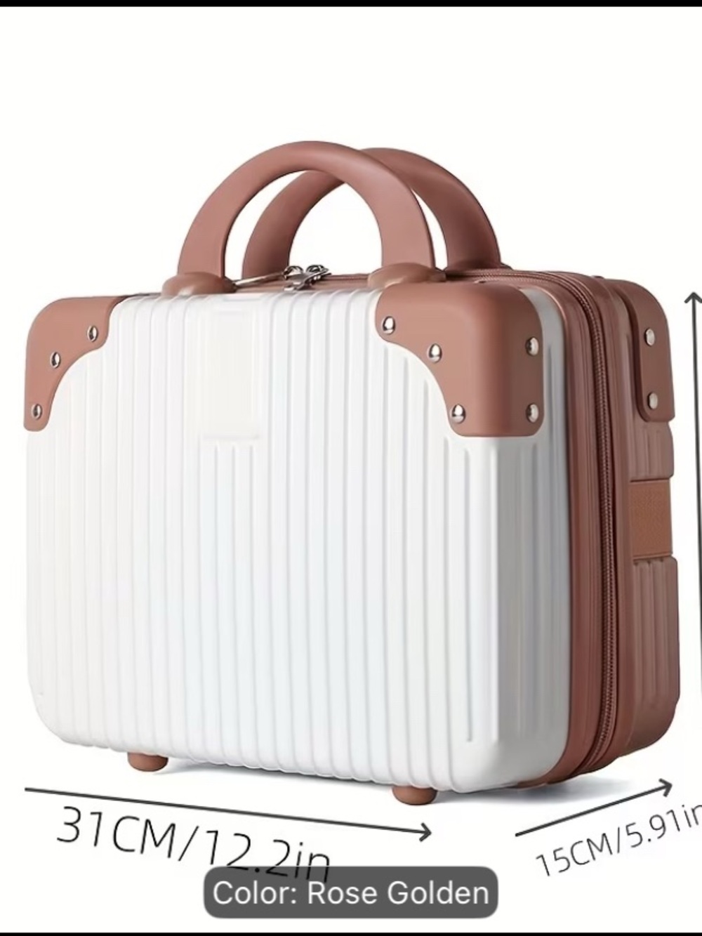 Compact Rose Gold Hard-Shell Cosmetic Case - Picture 8 of 12